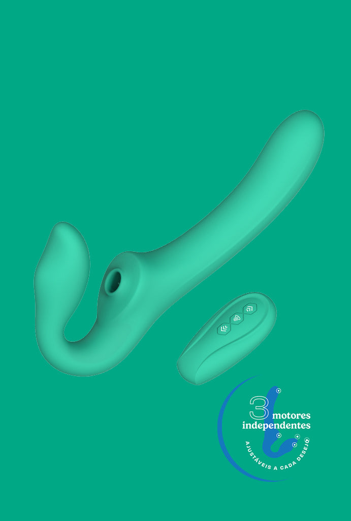 DUO 3 Dildo Duplo Vibratório com Sugador Clitoriano